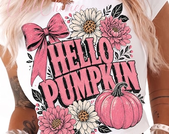 Pink Floral Pumpkin PNG, Coquette Fall Autumn Sublimation (Digital Download)