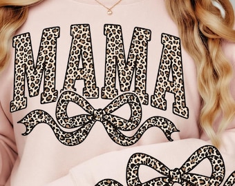 Mama, png, strikontwerp met jachtluipaardprint, trendy sublimatie mom shirt (digitale download)