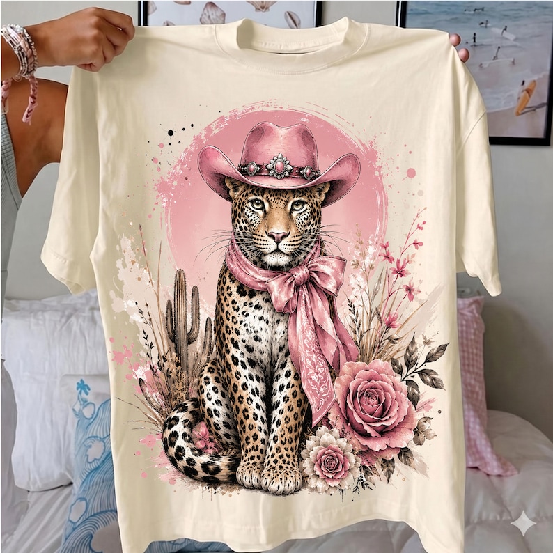 Pink Leopard Cowgirl Design, Western Coquette PNG (Digital Download) image 8