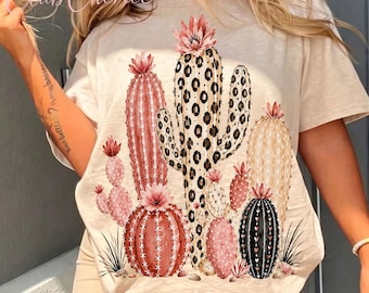Leopard Cactus PNG, Pink Western Desert Sublimation Design (Digital Download)