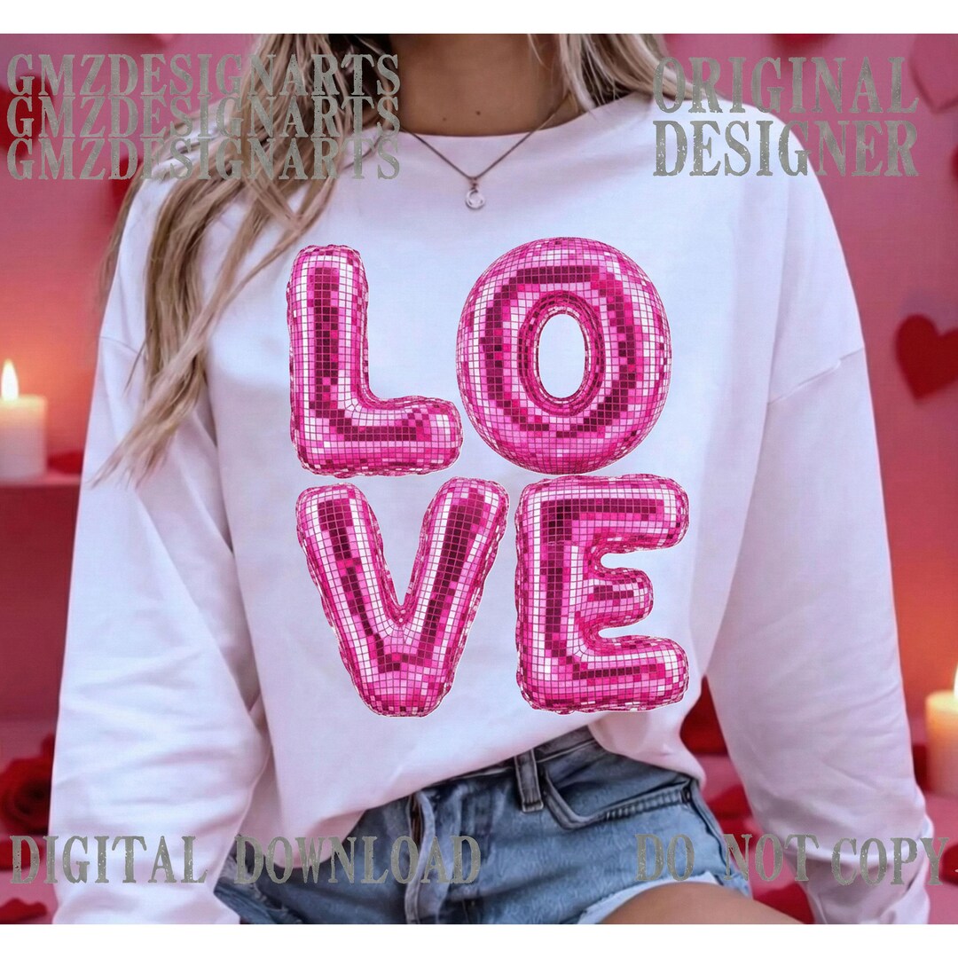 Love Faux Sequin Valentines Day PNG, Trendy Vday Design (digital ...