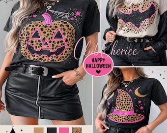Leopard Halloween PNG Bundle, Witch Hat, Pumpkin, Bat Heart (Digital Download)