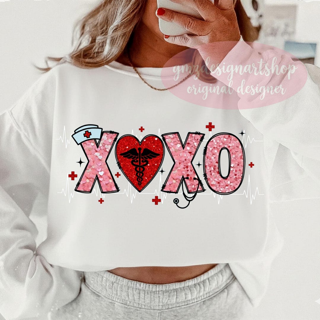 Nurse Xoxo Svg Png, Medical Valentine Heart Design, Stethoscope Ekg ...