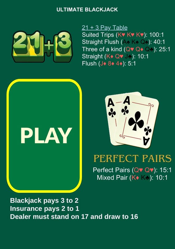 Waterproof Blackjack Mat A4 – Side Bets, Home Casino