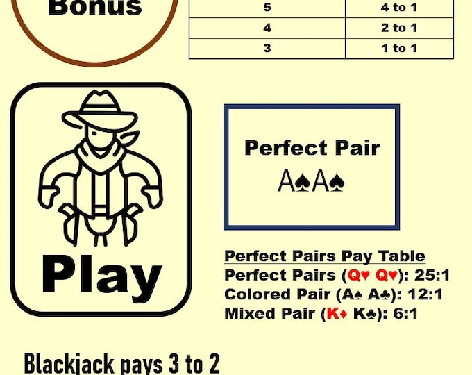 Waterproof A4 Blackjack Mat – Side Bets, Bust Bonus, Perfect Pair