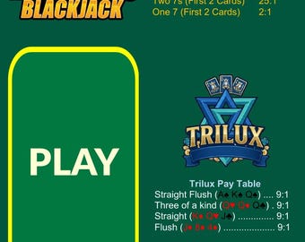 Waterproof Blackjack Mat A4 – Trilux & Blazing 7s Blackjack