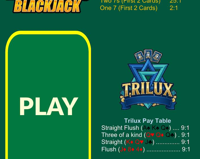 Waterproof Blackjack Mat A4 – Trilux & Blazing 7s Blackjack