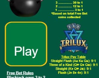Free Bet Blackjack Playing Mat – Laminated A4 | Free Bets, Pot of Gold & Trilux Side Bets