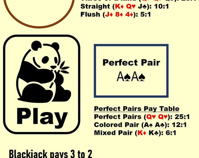 Blackjack Side Bet Layout Mat – Laminated Casino Game (A4)