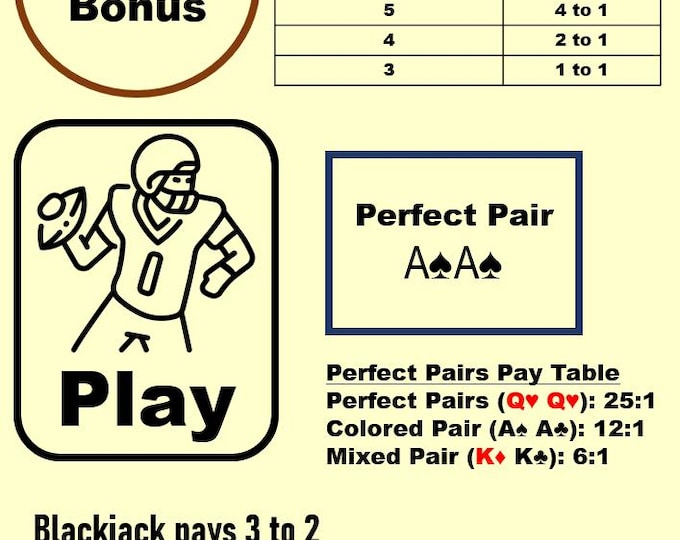 Waterproof A4 Blackjack Mat – Side Bets, Home Casino