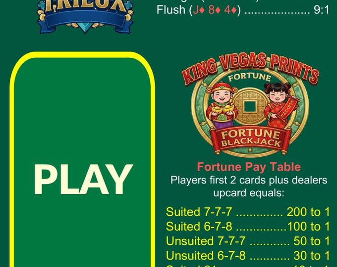 Waterproof Blackjack Mat A4 – Trilux & Fortune Blackjack