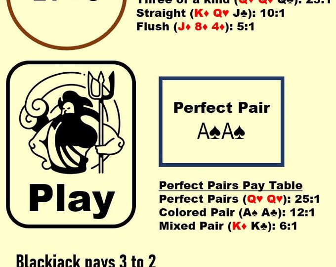 Blackjack Side Bet Mat - Laminated Casino Layout (A4)