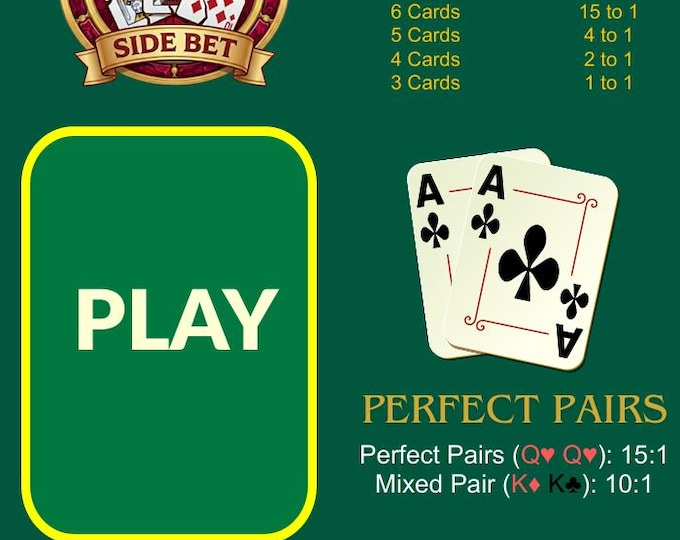 Waterproof A4 Blackjack Mat – Side Bets, Home Casino