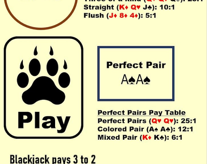 Blackjack Side Bet Mat – Laminated Casino Layout (A4)