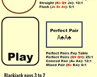 Waterproof Blackjack Mat A4: Side Bets, Home Game