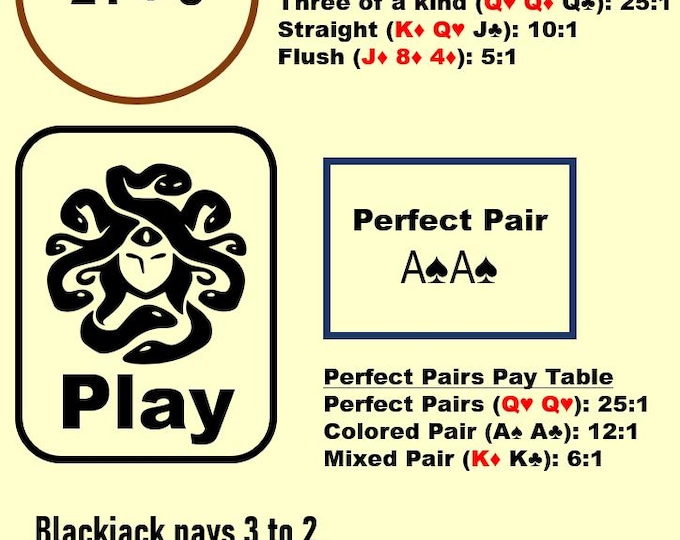 Blackjack Side Bet Mat - Laminated Casino Layout (A4)