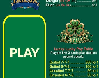 Waterproof Blackjack Mat A4 – Trilux & Lucky Lucky Blackjack