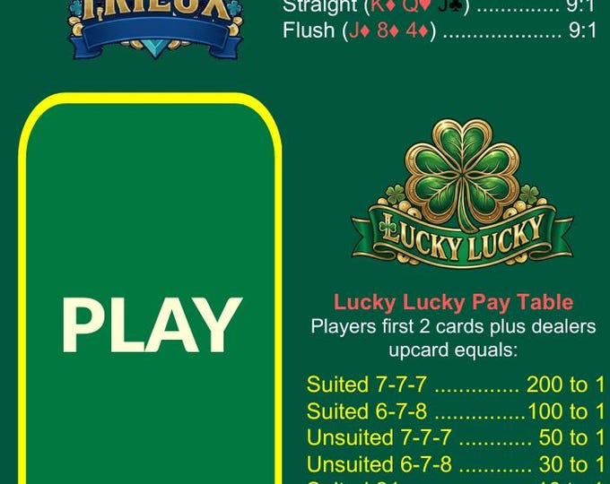 Waterproof Blackjack Mat A4 – Trilux & Lucky Lucky Blackjack