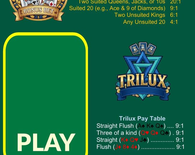 Waterproof Blackjack Mat A4 – Trilux & Kings Bounty Blackjack