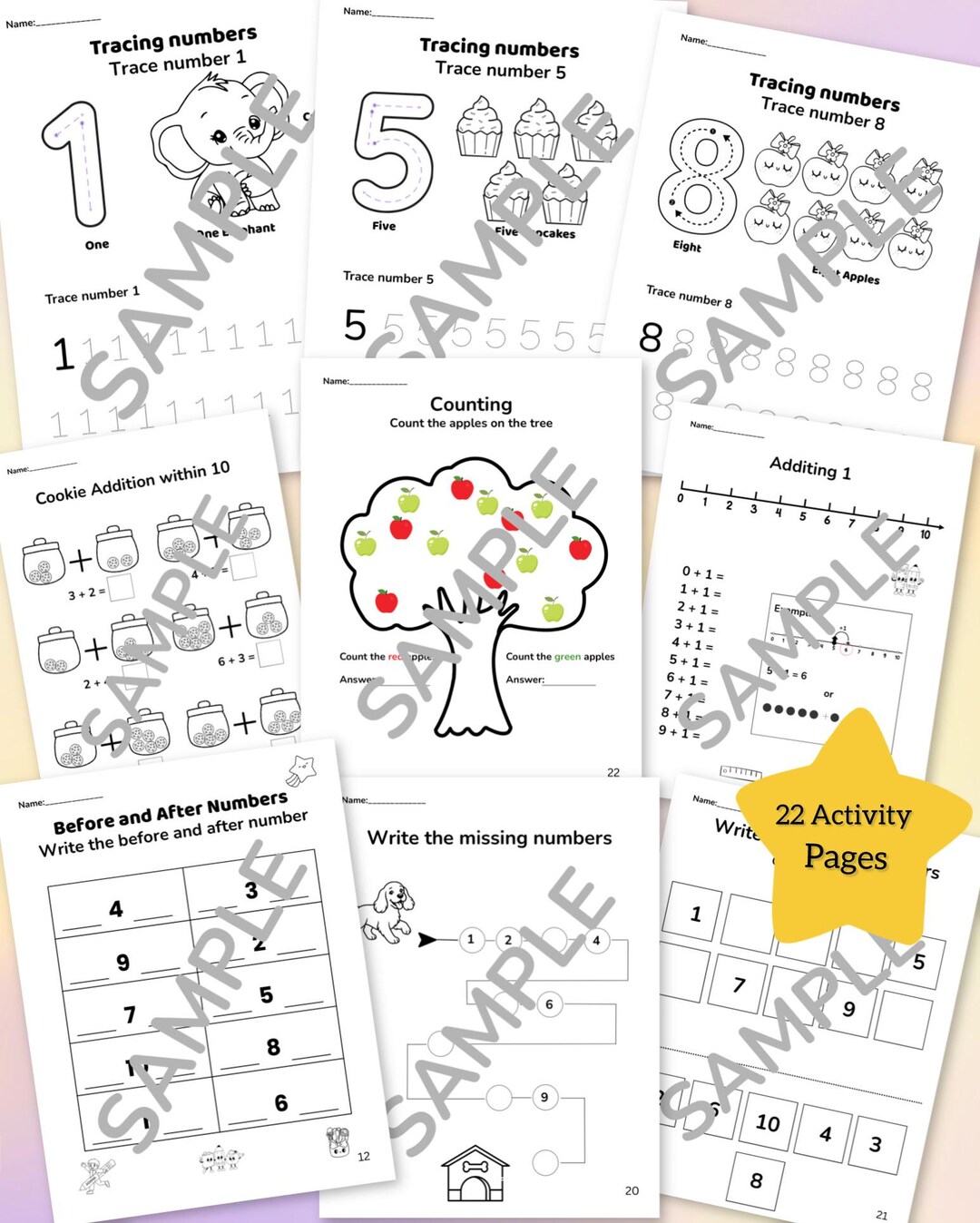 Kindergarten Math Worksheets - 22 Printable Activities | Counting ...