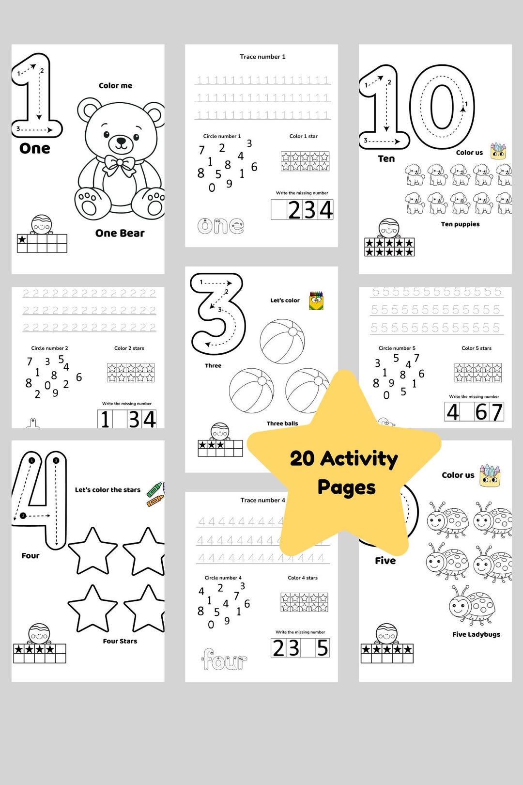 Early Math Worksheets Bundle | Preschool, Kindergarten Number ...