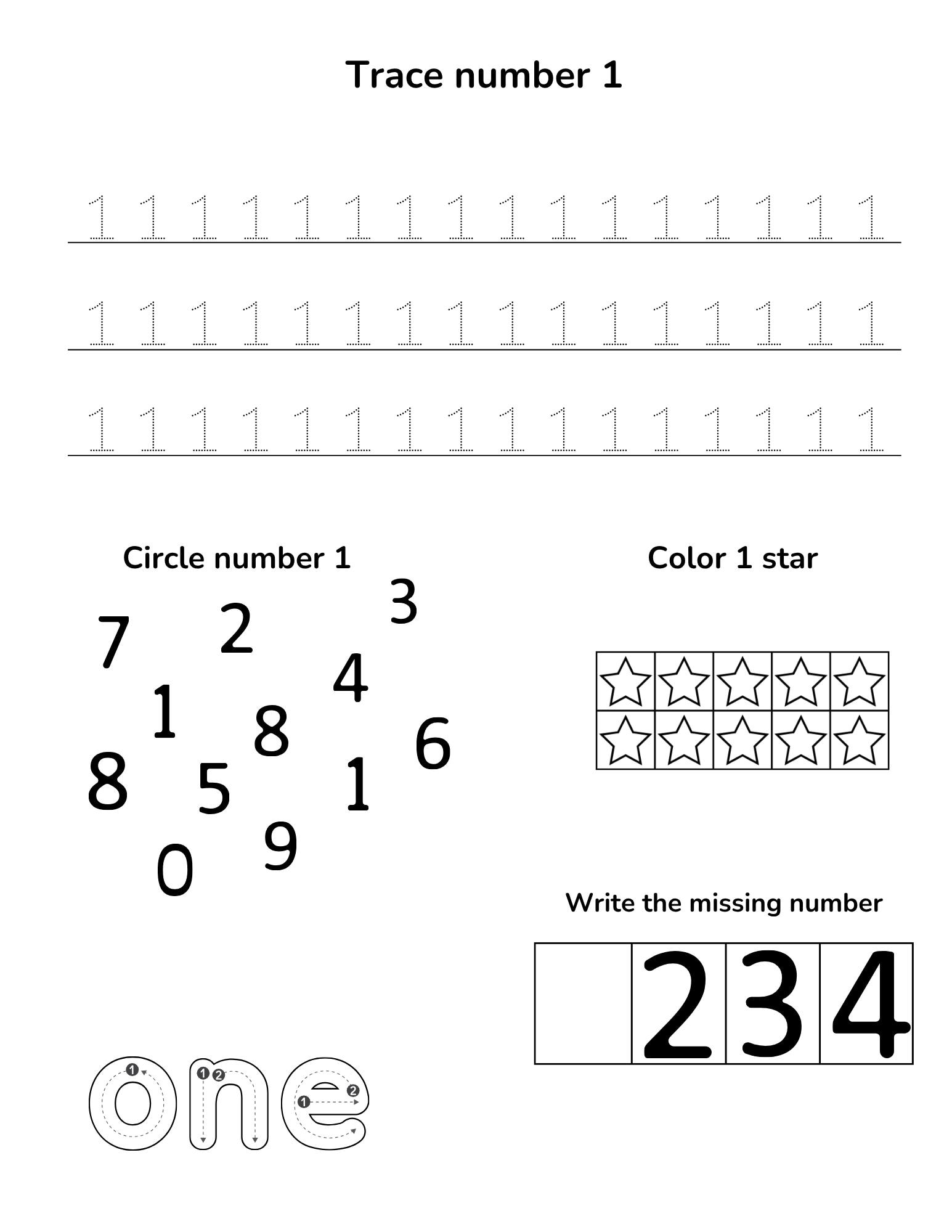 Number 1 Learning | Tracing | 2-page Worksheets | Preschool ...