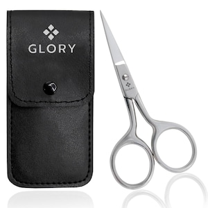 Precision Stainless Steel Grooming Scissors, Fine Tip Embroidery Scissors with Leather Case