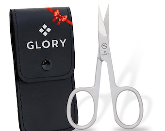 Curved Blade Nail Scissors, Stainless Steel, with PU Leather Case