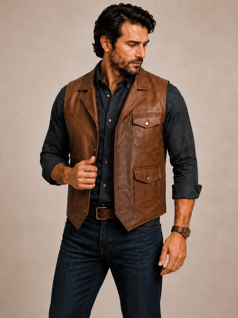 Biker vest with side lace-up adjustable fit