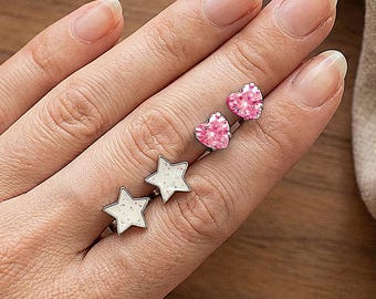 Children’s Clip On Earrings Set | Kids Star & Heart Non Piercing | Gift Box Option