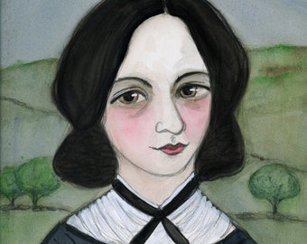 Emily Bronte Art Print, Victoriaans portret, schrijversportret (6x8), Wuthering Heights