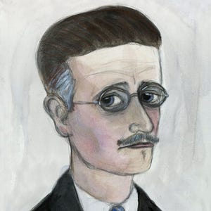 James Joyce Art Print: Literary Portrait, Irish Writer (6x8, Matted Limited Edition)