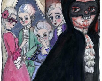 Edgar Allan Poe Art Print: Masque of the Red Death, Gothic Masked Ball
