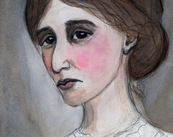 Virginia Woolf Art Print: Feminist Literary Portrait (6x8 Limited Edition)