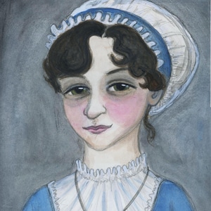 Jane Austen Art Print: Watercolor Portrait Illustration (6x8)