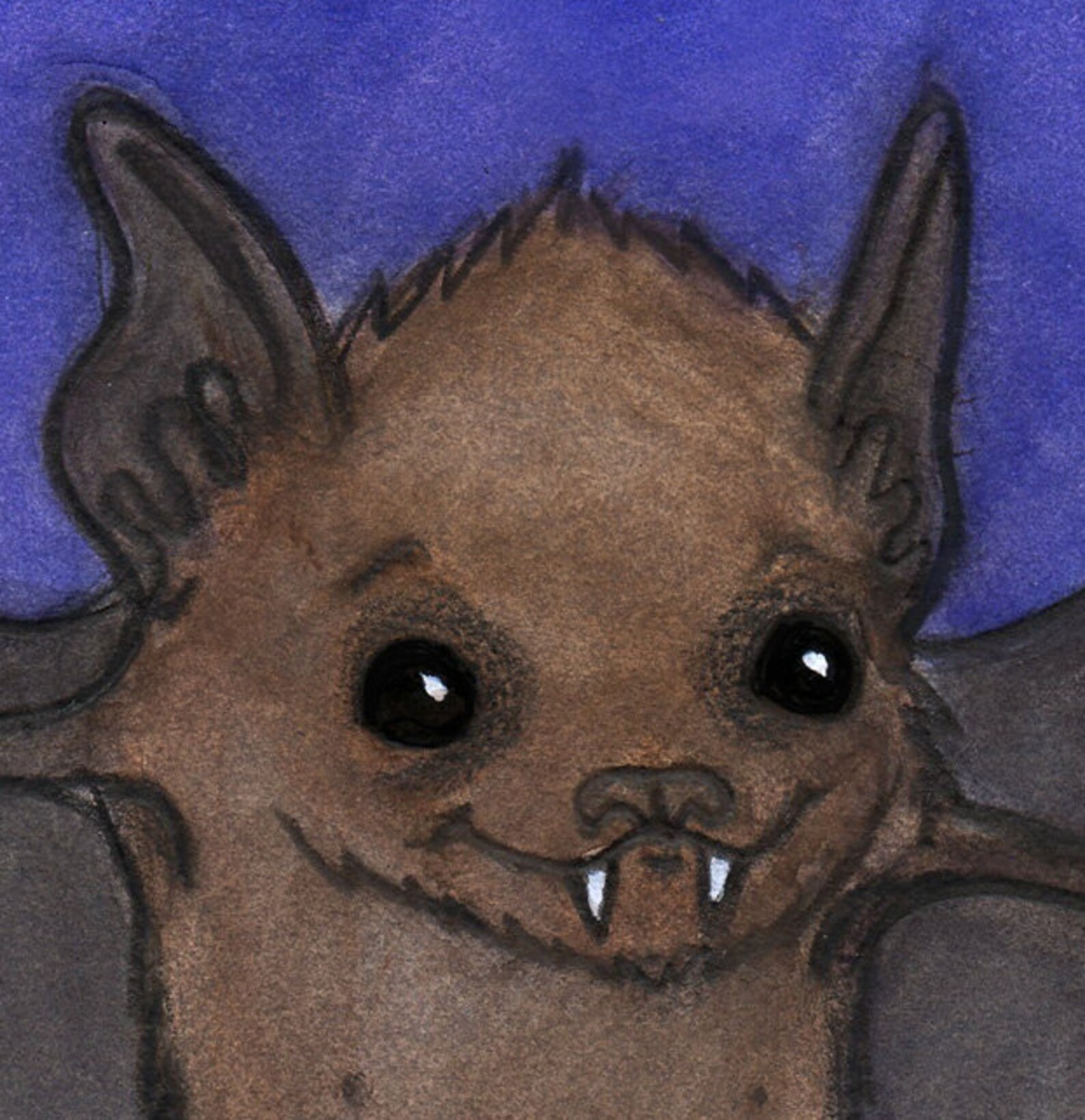 Bat Art Print Little Brown Bat Watercolor Illustration 6x8 - Etsy