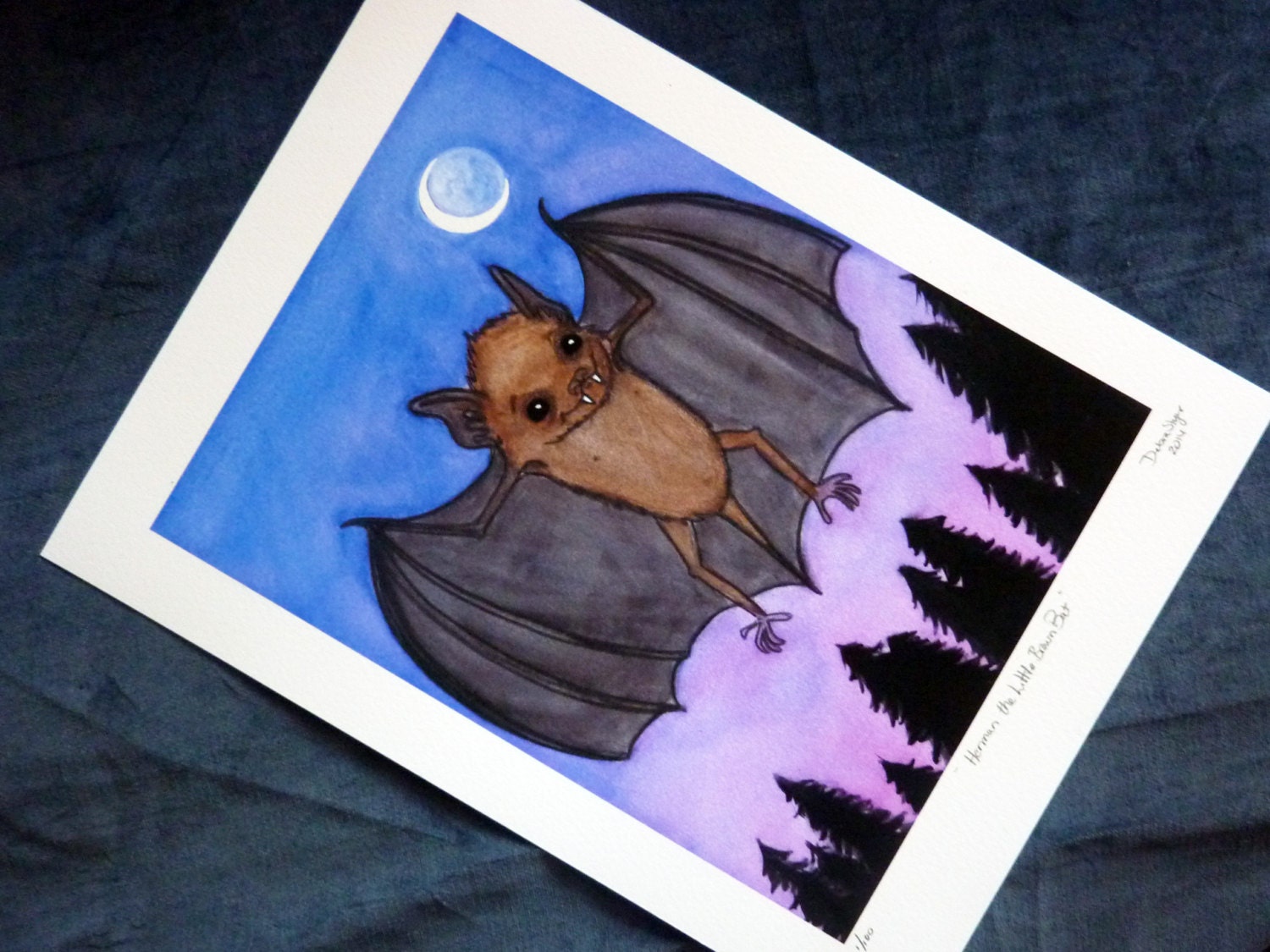 Bat Art Print Little Brown Bat Watercolor Illustration 6x8 - Etsy