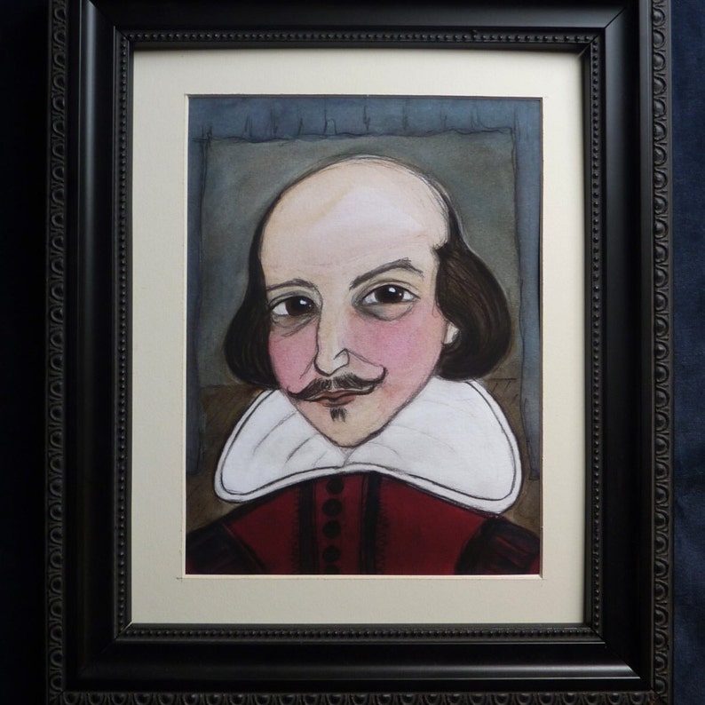 William Shakespeare Art Print, Watercolor Literary Art Portrait, Shakespeare Portrait Illustration (6 x 8)