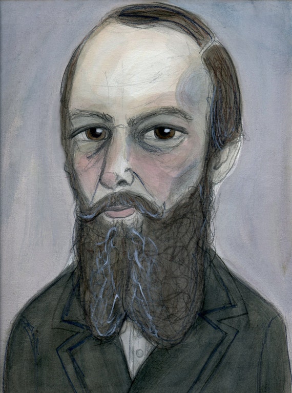 The portrait of russian writer Fyodor Dostoyevsky card