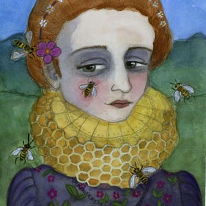 Queen of the Bees Art Print: Renaissance Tudor Style (6x8)