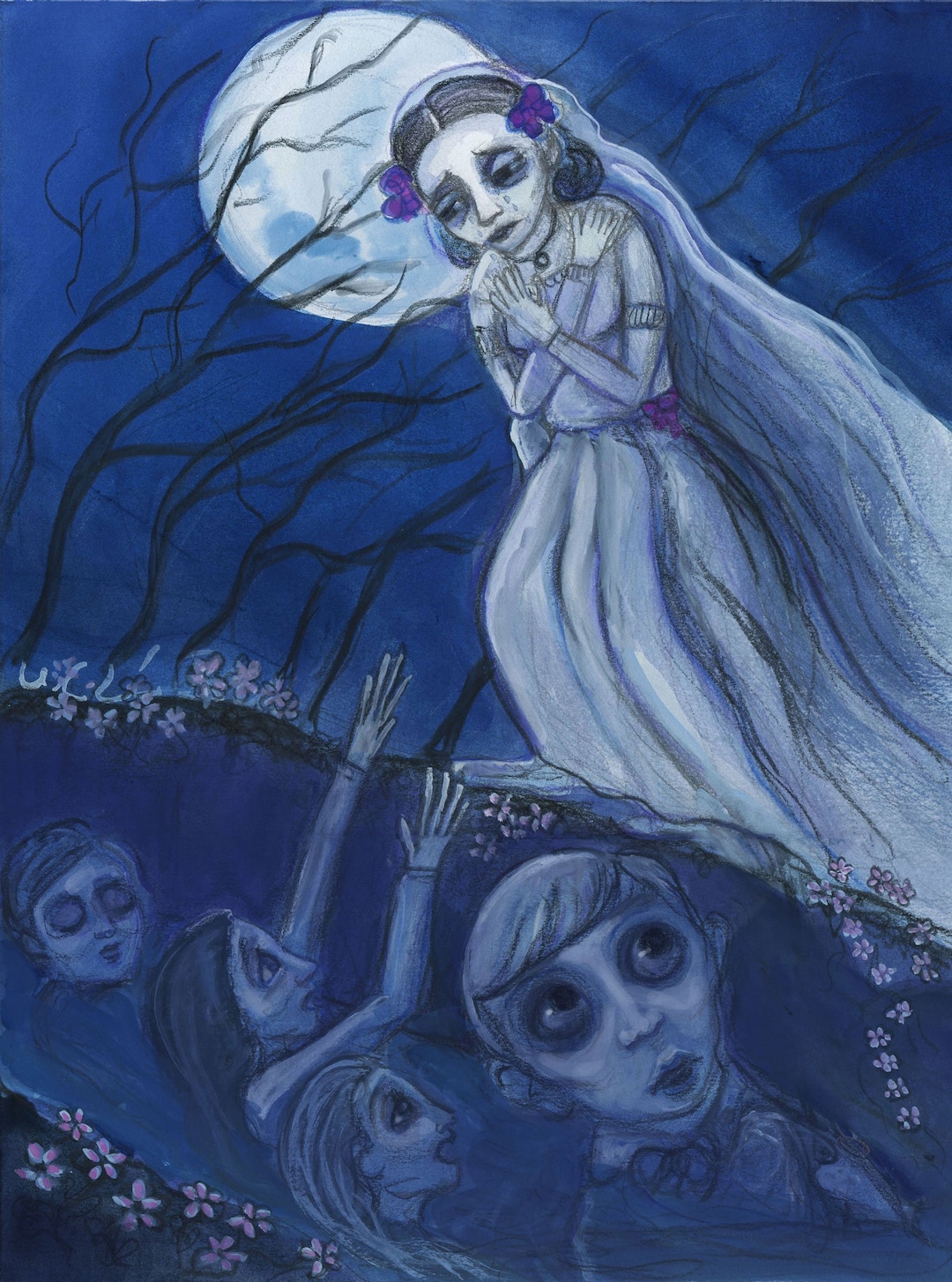 La Llorona the Weeping Woman Mexican Folktale Art 6x8 - Etsy
