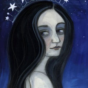 Celestial Woman Art Print: Edwardian Star Crown Portrait (6x8)