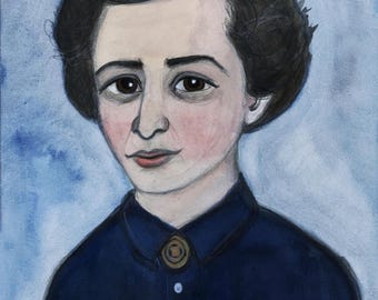 Hannah Arendt Art Print (6x8) Antifascist Writer and Political Activist Portrait, The Origins of Totalitarianism