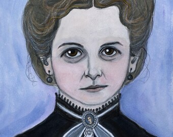 Kate Chopin Art Print, 19th Century Literary Portrait (6x8)