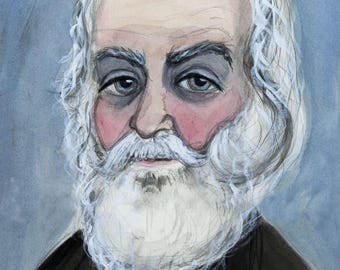 Walt Whitman Art Print: Leaves of Grass Portrait, Signed & Numbered