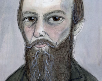 Fyodor Dostoyevsky Art Print, Russian Writer Portrait (6x8)