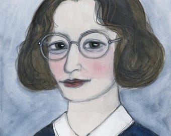 Simone Weil Art Print: French Philosopher Watercolor Painting (6x8) Literary Portrait
