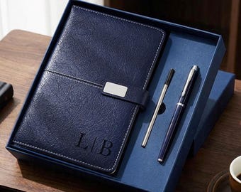 Personalized Engraved Notebook Gift Set, Custom Leather Journal Set, A5 Notebook for Graduation, New Job, Teacher,End Of Year Thank You Gift