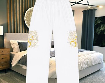 Golden Mandala Pyjama Hose | Boho AOP Nachtwäsche, spirituelle Lounge Hose, gemütliche Mandala Print Nachtwäsche für Damen & Jugendliche