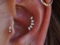 F136 Titanium 5-Pear CZ Crown Cartilage Earring 16G Flat Back Stud Helix Tragus Conch Labret Nose Piercing Jewelry Minimalist Earring